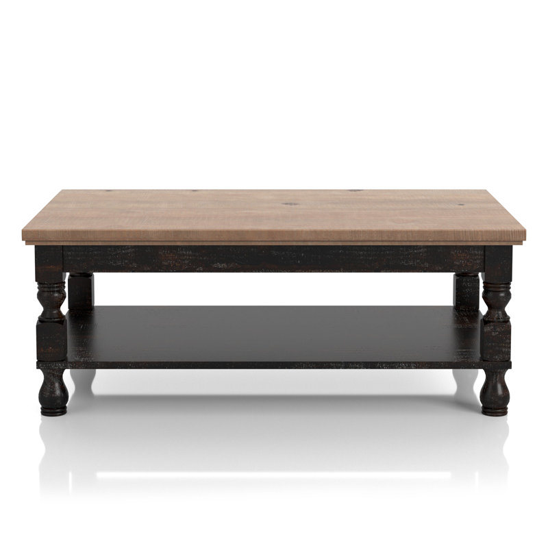 Table basse à 4 pieds en bois massif avec rangement O'Carroll, Bois de chêne