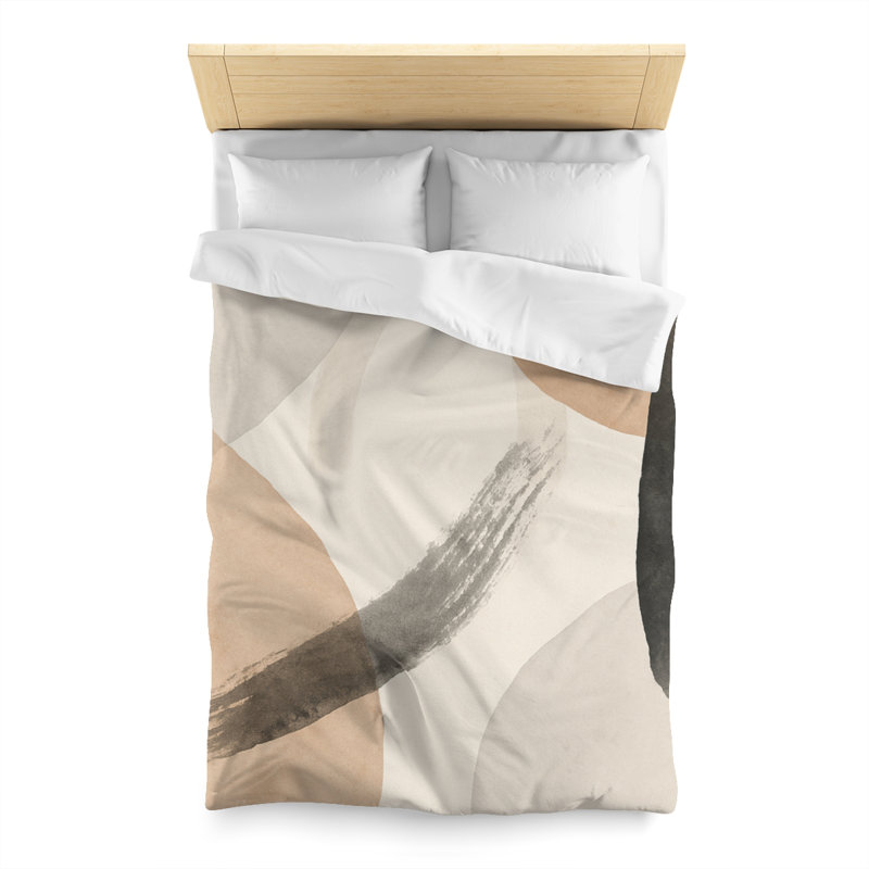 Microfiber Duvet Cover Boho Style, Design 80, Twin Duvet Cover, White
