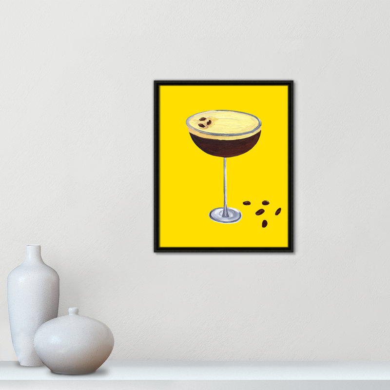 Espresso Martini Buttercup - impression jaune par Straker, H 21,5 po x l 17,5 po, Flottant espresso