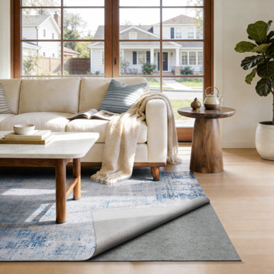 Non-Slip Felt Rug Pad for Area Rugs and Hardwood Floors, 0.2" Thick Cushioned Floor Protector with Rug Gripper Backing