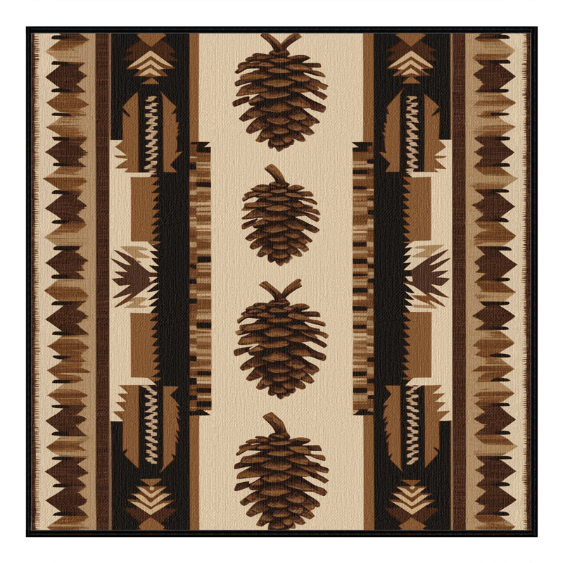 Washable Pinecone Southwestern Area Rug, Square 7'