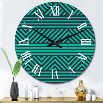 Horloge murale verte à motif triangulaire et lignes vertes I