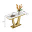 Ensemble de 4 tables basses, table basse en faux marbre blanc avec 2 tables d'appoint carrées et 1 console, ensemble de tables de salon modernes avec structure en U double pour bureau à domicile-1823140887