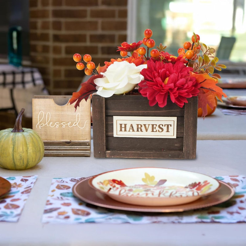 Rustic Fall Floral Centerpiece With White Roses & Berries