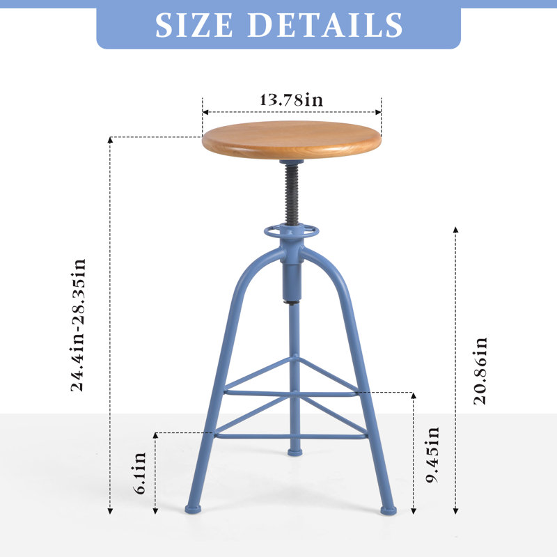 3-Piece Bar Table & 2 Backless Stools Set For Pub Kitchen Dining Living Party Bistro Breakfast, Blue