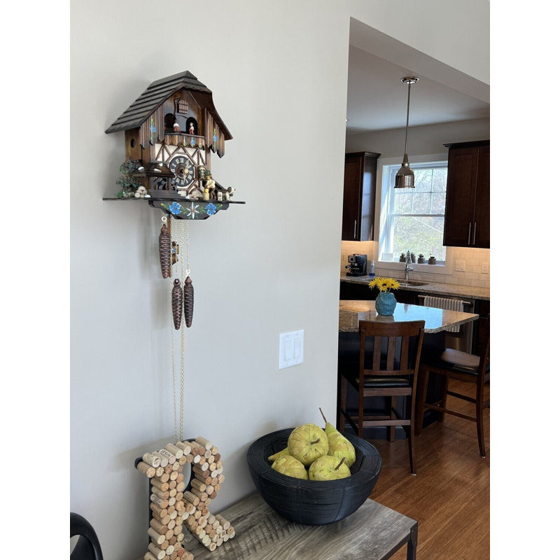  12" Musical Cuckoo Clock Cottage – Woodchopper, Dancers & Waterwheel