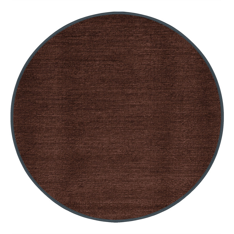 Machine Washable Solid Black Area Rug, Rond 7 pi