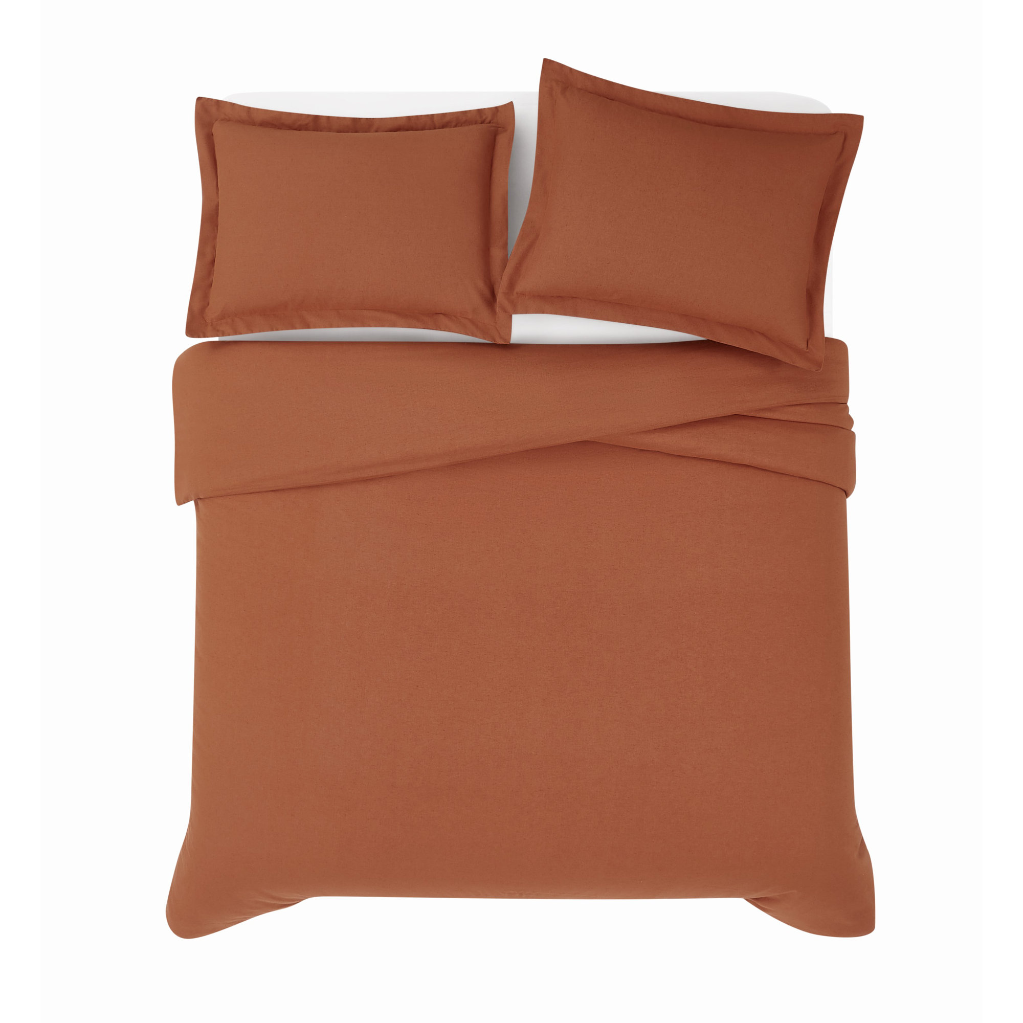 Nena 100% Linen Bedding Set, King Comforter + 2 King Pillow Shams, Rust