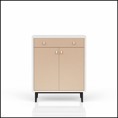 Vanilla Finish Bar Cabinet With Ample Storage And Soft-Closing Drawers, Perfect For Home Entertainment And Elegance.