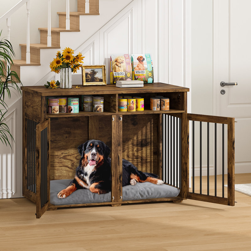 Meuble-cage pour chien, H 35,03 po x l 41 po x P 23,62 po, Brun rustique