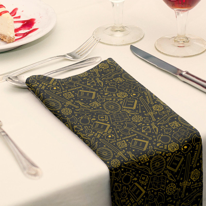 Serviette en coton à motif rpg lines, H 0,1 po x l 10 po x P 10 po, Noir / Jaune, Sergé de coton
