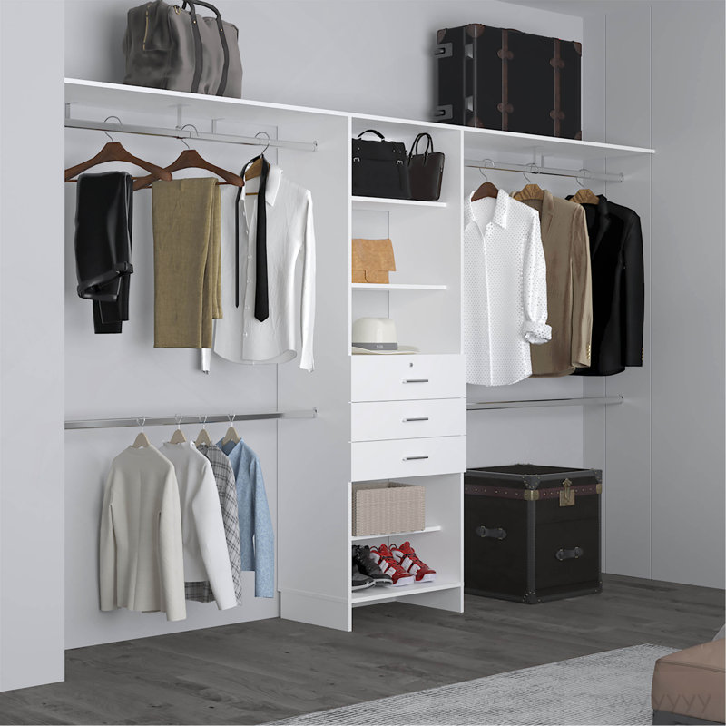 Closet System, 3 Drawers, 5 Shelves, White