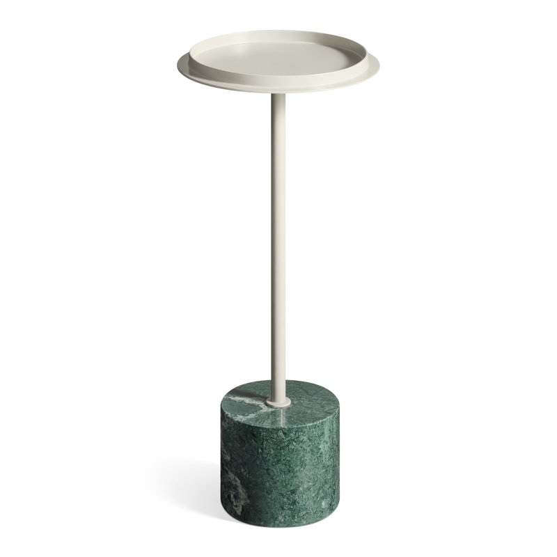Chit Chat Marble Pedestal End Table, Putty, Green