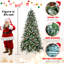 Arbre de Noël de 8 pi avec 2850 pointes, baies rouges et pin de style naturel, branches enneigées, structure à charnières pour une installation rapide, structure en métal à l'apparence recouverte facile à façonner, équilibre du support