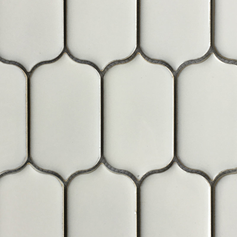 Mosaïque en porcelaine émaillée, Plissé blanc