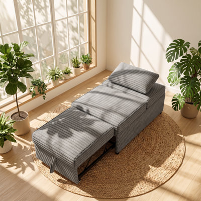 Kanepe 44" W x 32" D x 34" H Wide-Welt Corduroy Pine Wood Convertible Sleeper Sofa Chair