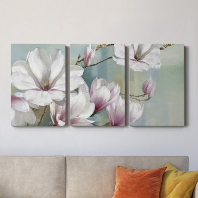 Fleurs de magnolia - Toile tendue avec châssis de qualité supérieure - Prêt à être accroché