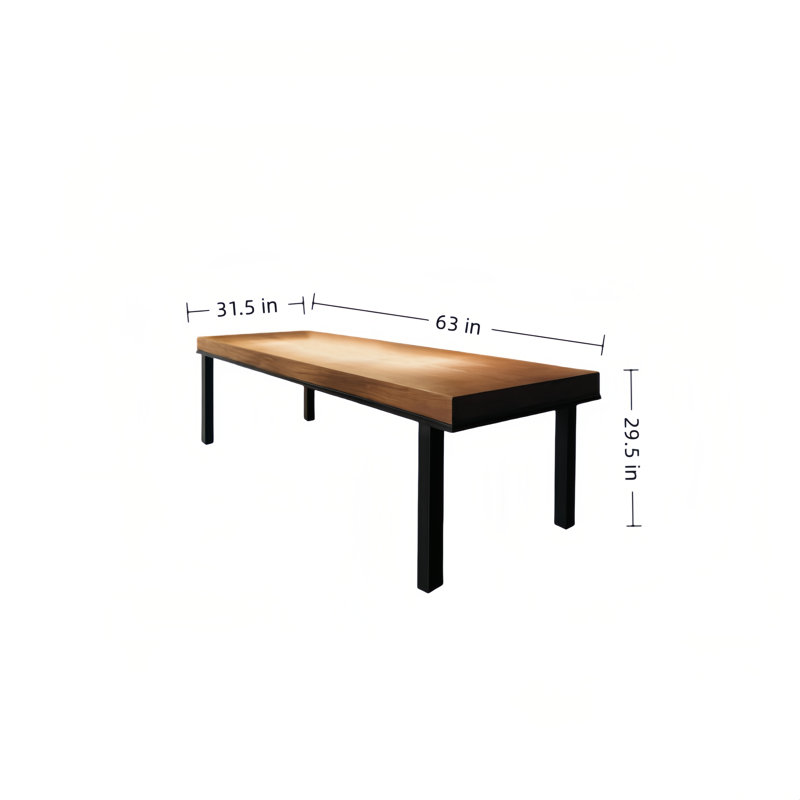 Industrial Style Heavy Solid Wood Dining Table, 29.50"H x 63"L x 31.50"W