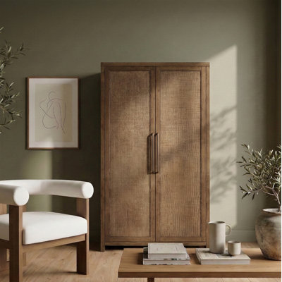 Vana Solid Wood And Finished Cane Storage Cabinet