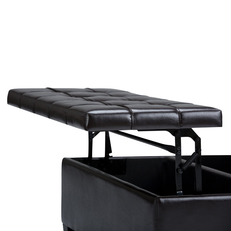 Harrison 36" Tanner's Brown Faux Leather Tufted Cocktail Ottoman