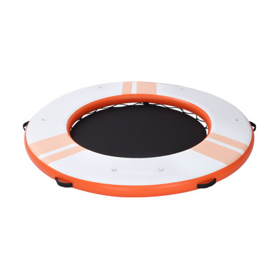 Inflatable Floating Dock, 8 FT Inflatable Dock Platform, Non-Slip Water Air Mat with Portable Carrying Bag and Detachable Ladder, Floating Water Platform Island Raft for Pool Beach Ocean, Orange