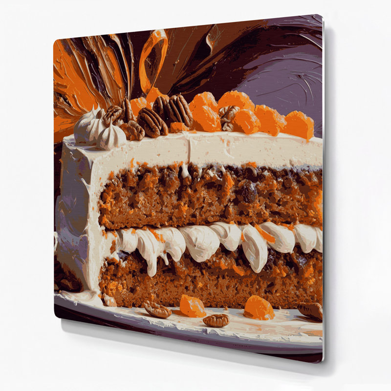 Dessert, carotte, gâteau, art mural en métal brun, H 16 po x l 16 po