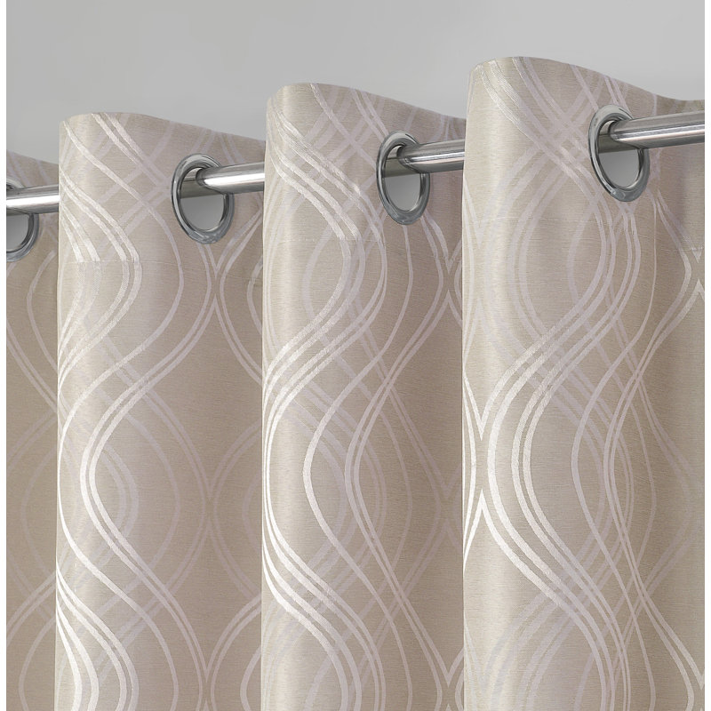 Chloye Polyester Grommet / Eyelet Curtain Panel, Beige, 116.84cm Width x 137.16cm Drop