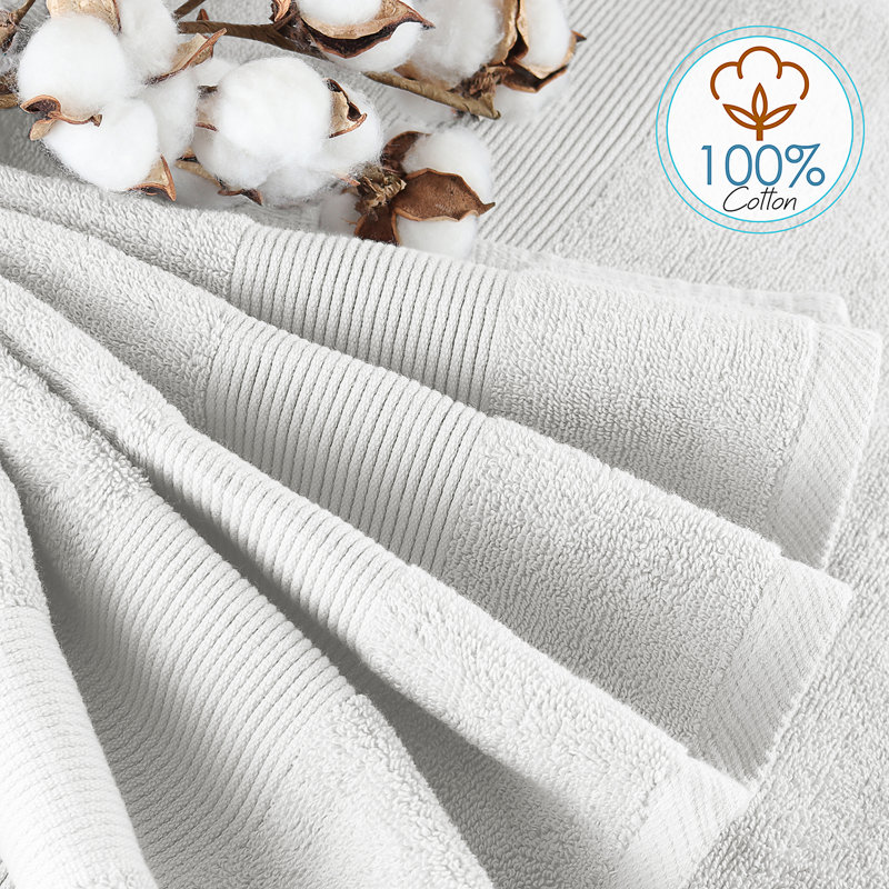 10 pièces 100% coton ultra doux et absorbant Danni-Lee , Blanc, Ensemble de 4 serviettes de bain