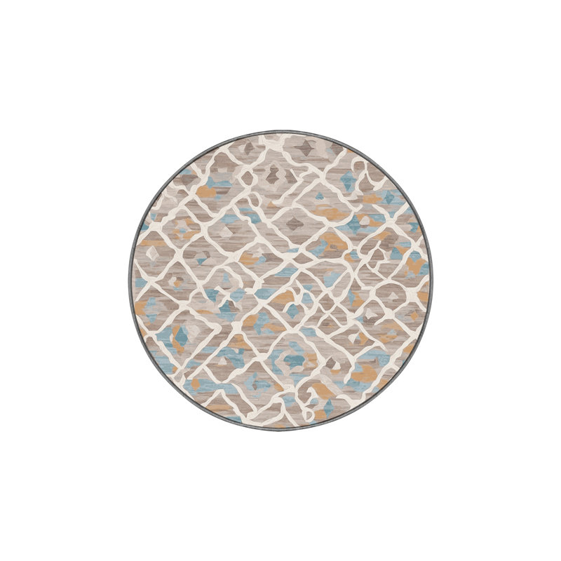 Tapis gris soyeux et moelleux, Rond 6 pi