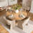 4 - Person Dining Table Sets With Round Table & 4 Upholstered Chenille Chairs-95410404-95410402