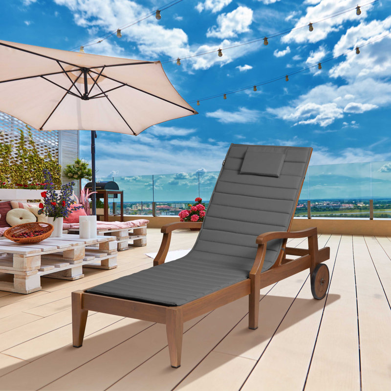 Outdoor Chaise Lounge Cushion, 74" L x 23" W, Light Charcoal