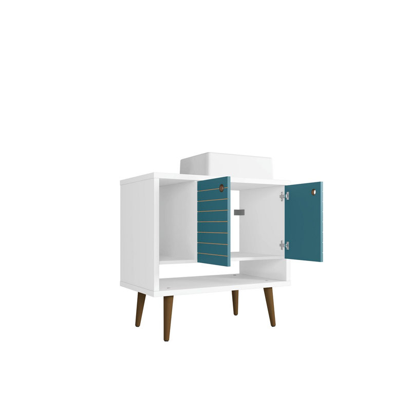 Ensemble de meuble-lavabo simple 31 po Altom, Blanc / Bleu aqua