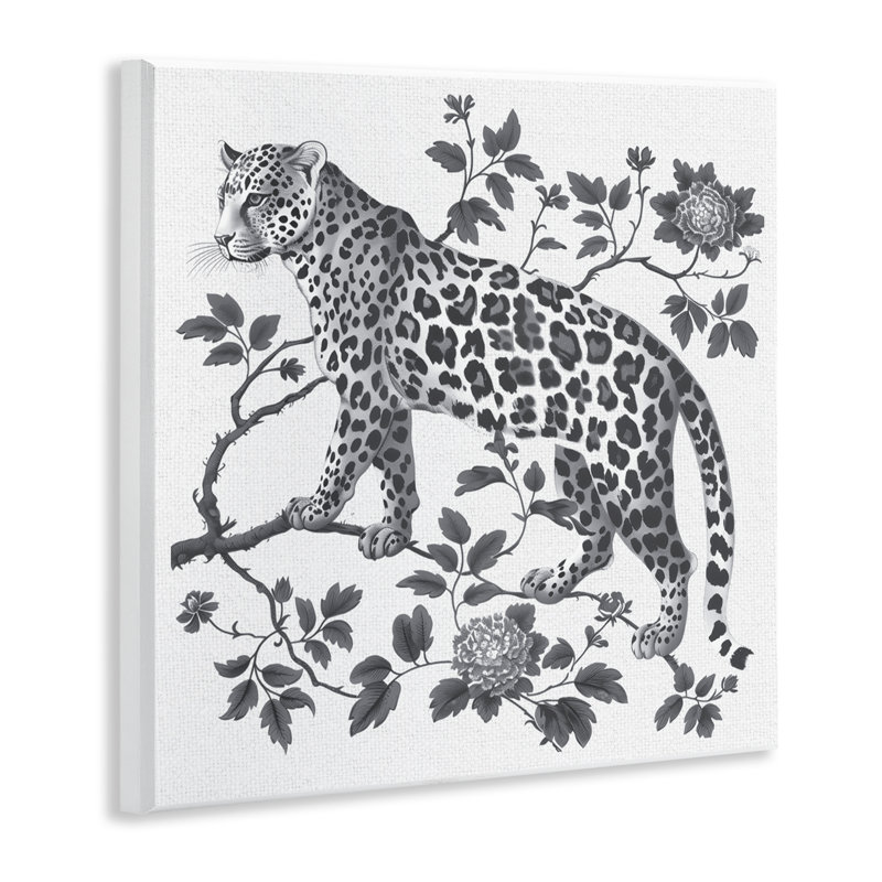 Plaque murale léopard à détails monochromes, design par lettré et doublé