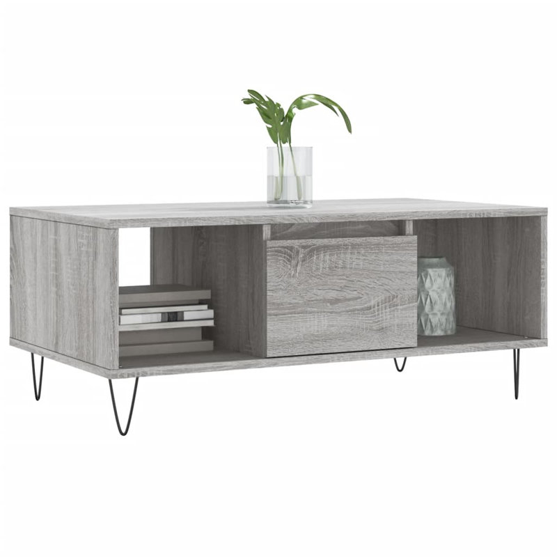 Nairah Four Leg Coffee Table with Storage, Grey Sonoma