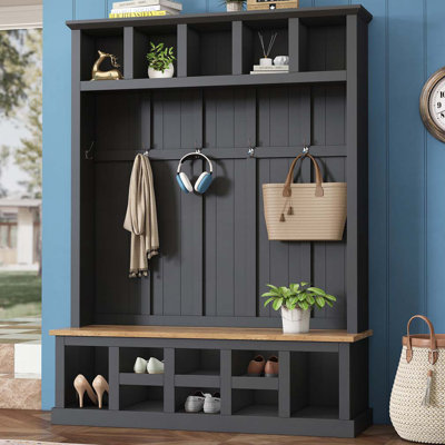 Arbre d'entrée 78 po avec banc de rangement large et armoire à chaussures avec 13 compartiments