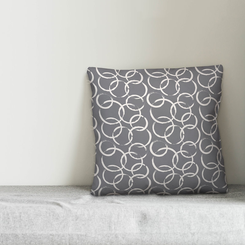 Geometric Throw Pillow, 16" x 16", Gray/White