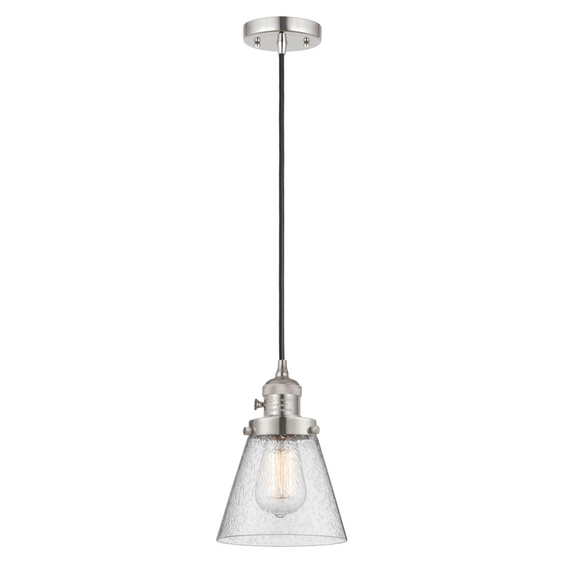 Luminaire suspendu en forme de globe à 1 lumière Angjelina, H 129,13 po x l 6,25 po x P 6,25 po, DEL, Nickel poli
