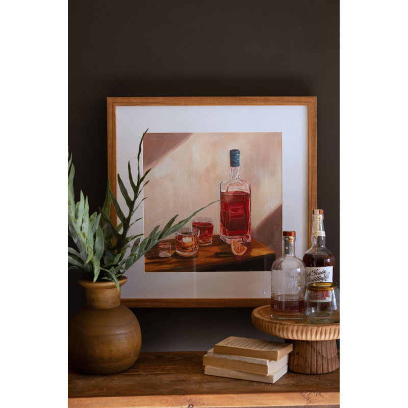  Décoration murale encadrée en bois, peinture murale, whisky, finition naturelle de bureau