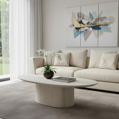 Table basse à piédestal en marbre beige 51 "
