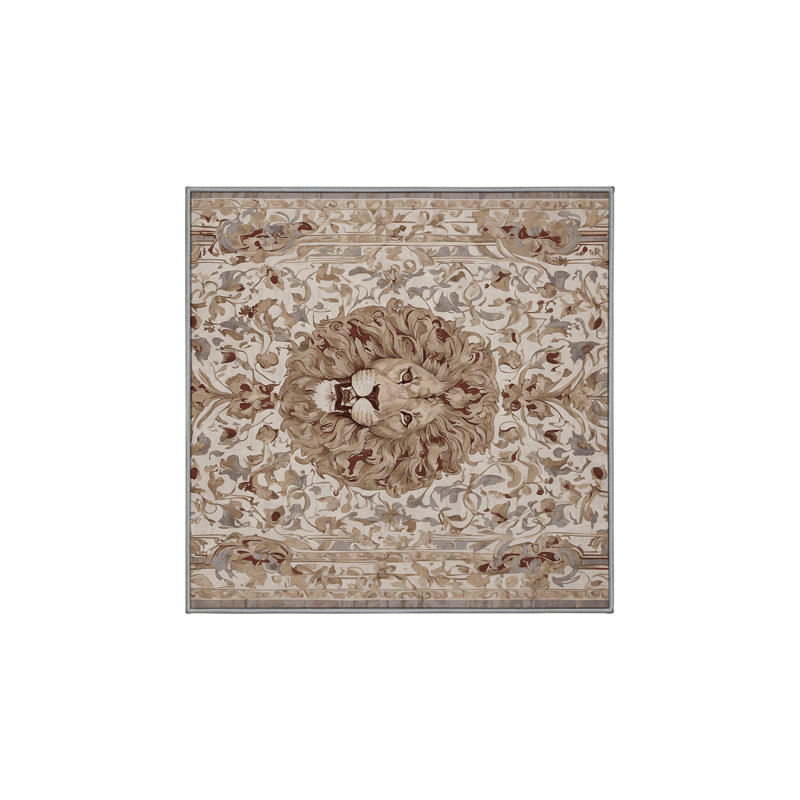 Machine Washable Gray Area Rug, Square 4'