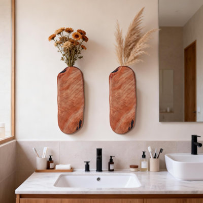 Flower Vase Pots Wall Planters Holder For Indoor Plants Hanging Planters Wall Vase Wooden Plant Hanging Farmhouse Wall Art Decor For For Entryway Hallway Bathroom Living Room, Dining Room