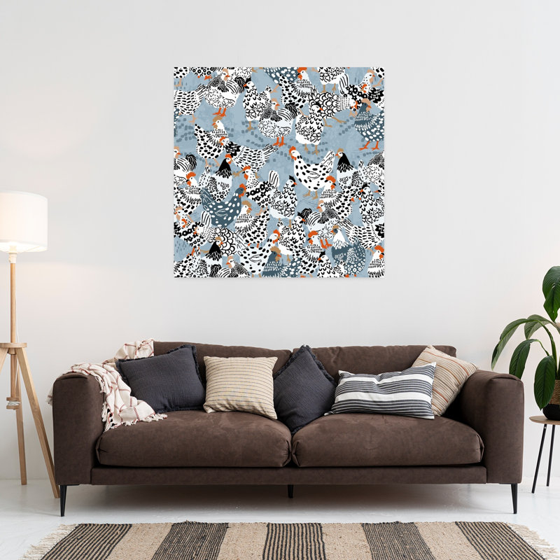 Farmhouse Chickens Pattern 1 Piece Wrapped Canvas Wall Art, 91.44 cm H x 91.44 cm W