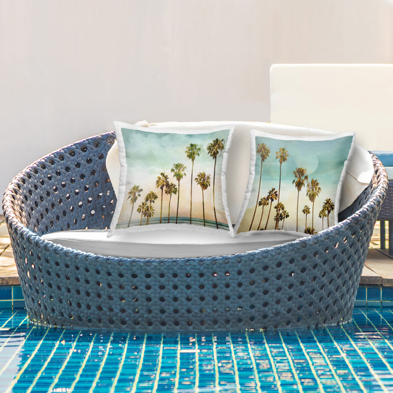 Ensemble de 2 coussins d'extérieur imprimés Ascendant Heights Palm Trees par Devon Davis