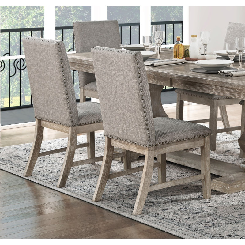 Traditional 7 Piece Dining Set Extendable Rectangular Dining Table with 6 Upholstered Chairs