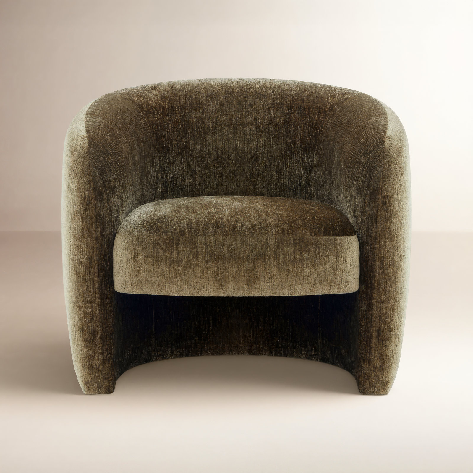Solace Upholstered Barrel Chair, Dark Brown Chenille