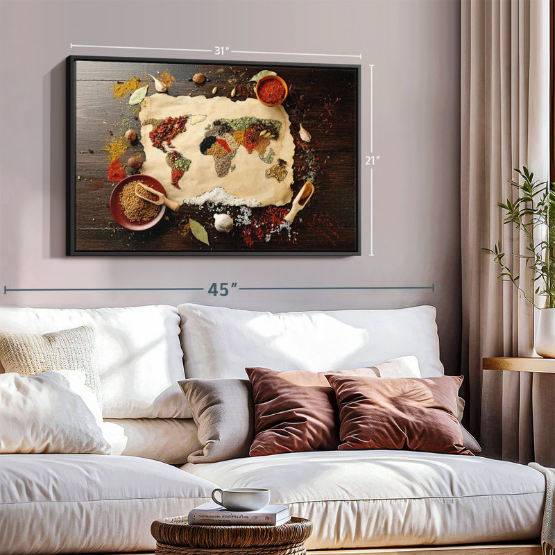 "Carte du monde des épices, art mural", H 21 po x l 31 po
