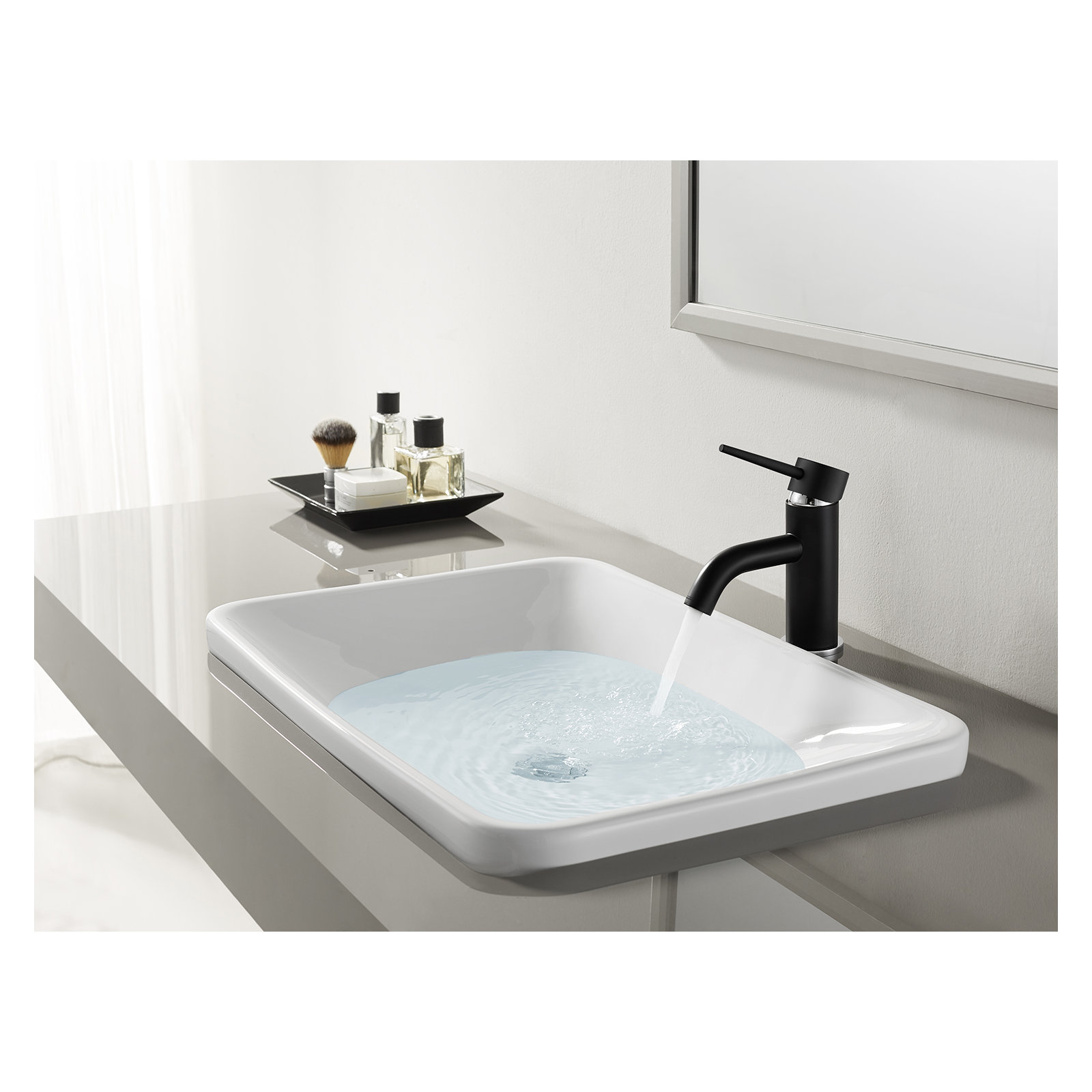 Kingston Brass New York Single-Handle 1-Hole Deck Mount Bathroom Faucet with Push Pop-Up, Matte Black/Polished Chrome