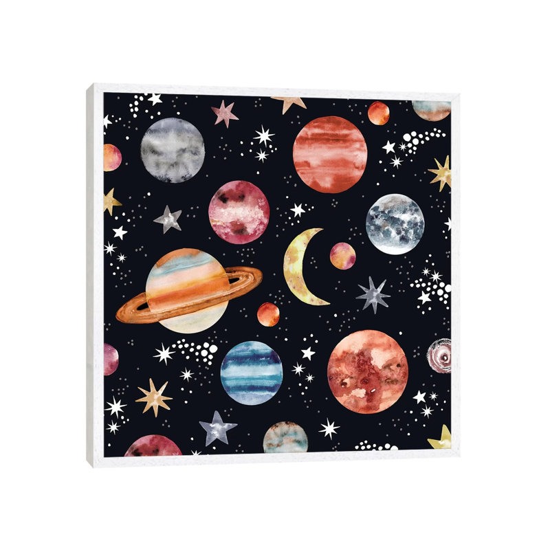 Planets by Sara Berrenson - Print on Canvas, 45.72 cm H x 45.72 cm W, White Framed