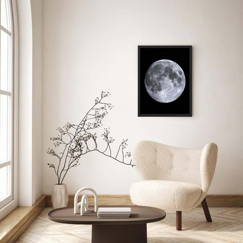 Photographie de haute résolution pleine lune, passionné de l'espace, petite œuvre d'art, Noir, H 14 po x l 11 po