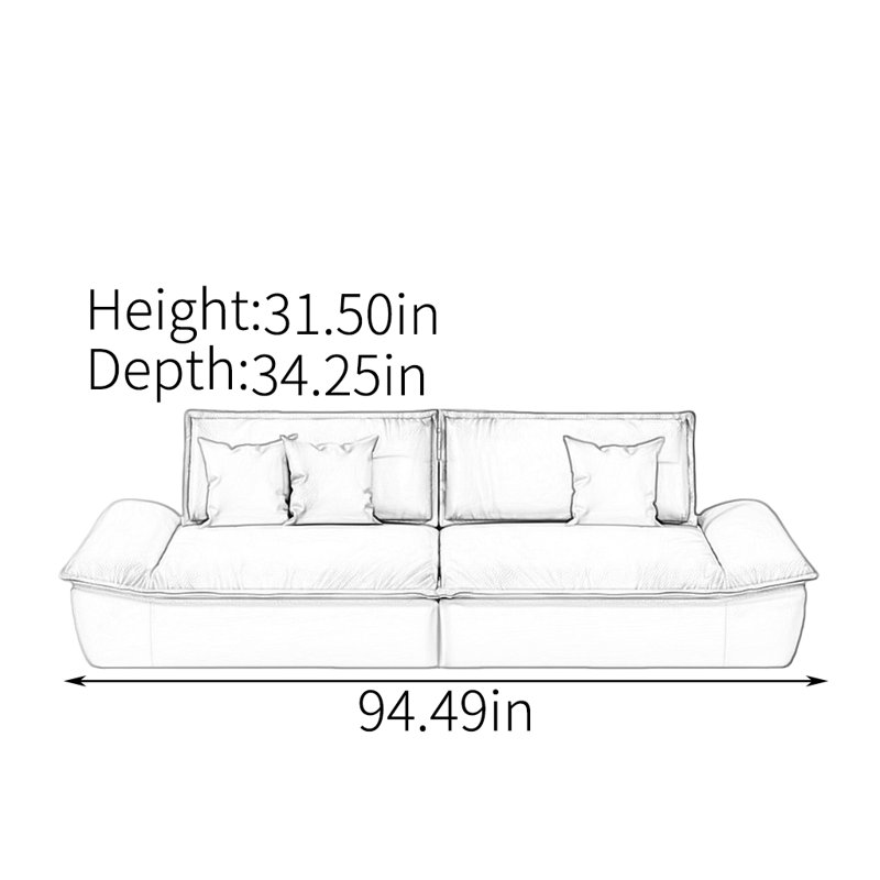 Henka, 3, H 31,5 po x l 94,49 po x P 34,25 po, Beige